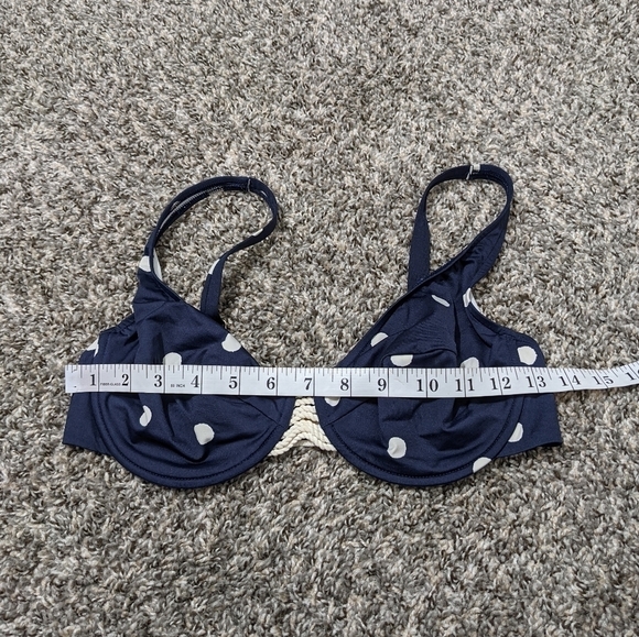 Maryan Mehlhorn navy cream polka dot bikini top 8/D - Picture 6 of 9
